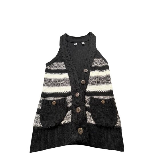 Vintage BKE Womens Large Sleeveless Button-Up Sweater Vest Pockets BKEDN1011 - Picture 1 of 6